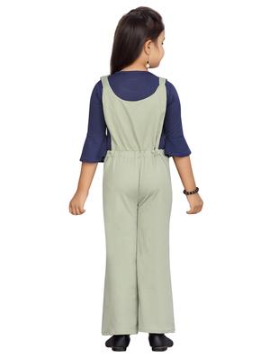 green cotton blend full leg jumpsuit - 17603383 - Standard Image - 3