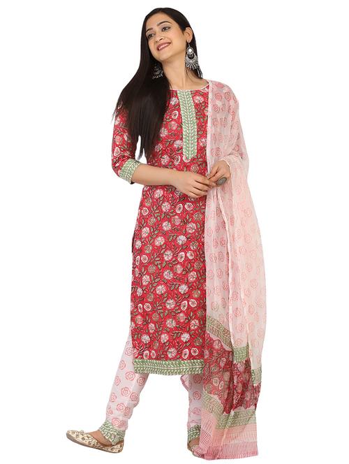 printed unstitched suit - 17603440 - Standard Image - 1