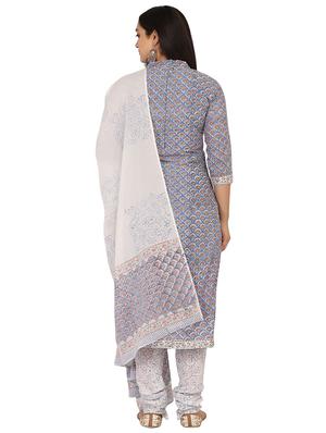 printed unstitched suit - 17603453 - Standard Image - 2