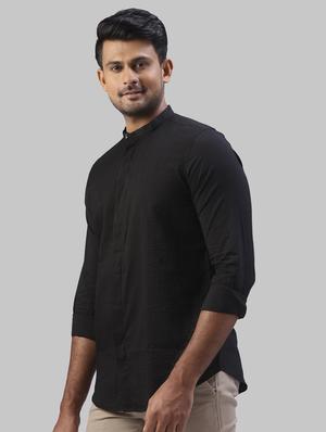 black self design casual shirt - 17603586 - Standard Image - 2