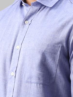 blue solid casual shirt - 17603591 - Standard Image - 5