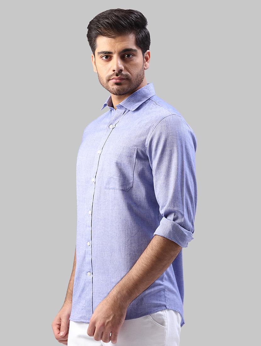 blue solid casual shirt - 17603591 - Zoom Image - 2