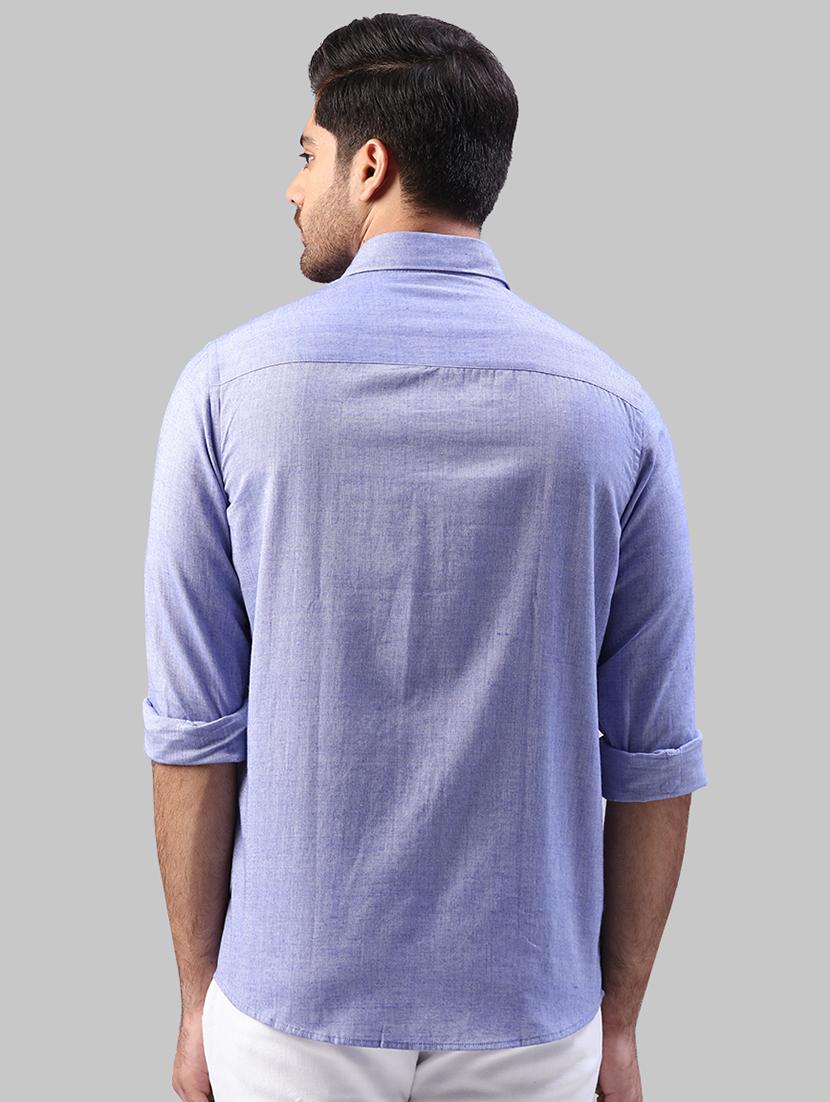 blue solid casual shirt - 17603591 - Zoom Image - 3