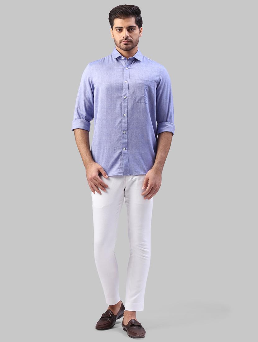 blue solid casual shirt - 17603591 - Zoom Image - 4