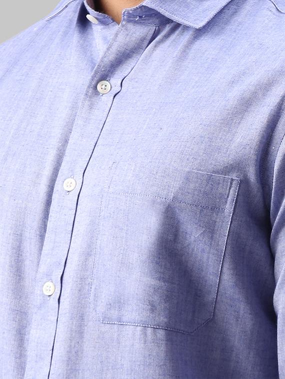 blue solid casual shirt - 17603591 - Zoom Image - 5