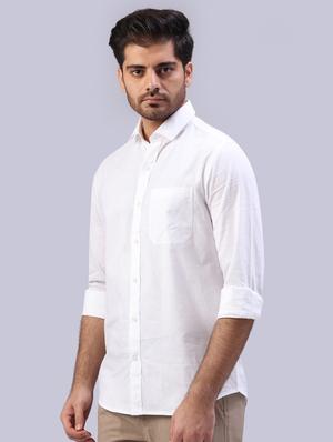white solid casual shirt - 17603596 - Standard Image - 2