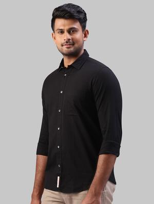black solid casual shirt - 17604205 - Standard Image - 2