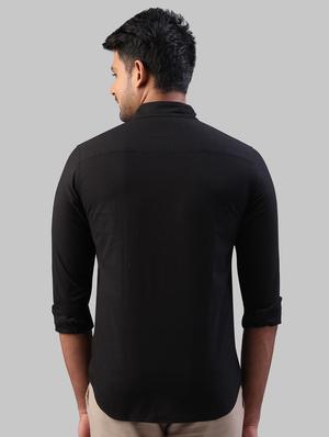 black solid casual shirt - 17604205 - Standard Image - 3