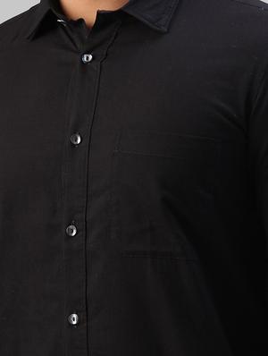 black solid casual shirt - 17604205 - Standard Image - 5