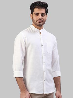 white solid casual shirt - 17604222 - Standard Image - 2