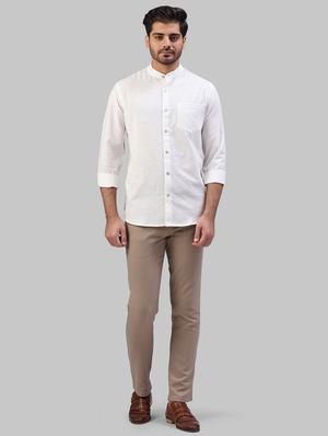white solid casual shirt - 17604222 - Standard Image - 4