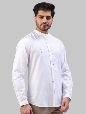 white solid casual shirt - 17604224 - Standard Image - 2