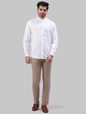 white solid casual shirt - 17604224 - Standard Image - 4