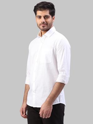 white solid casual shirt - 17604301 - Standard Image - 2