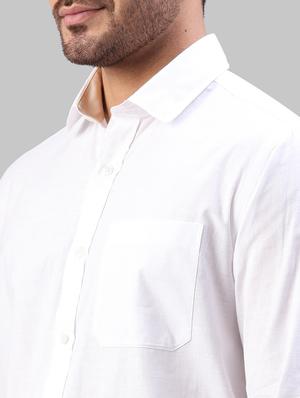 white solid casual shirt - 17604301 - Standard Image - 5