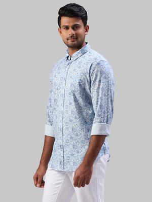 blue printed casual shirt - 17604309 - Standard Image - 2