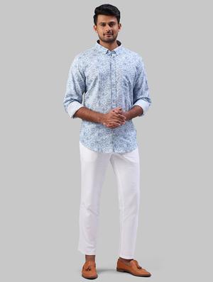 blue printed casual shirt - 17604309 - Standard Image - 4