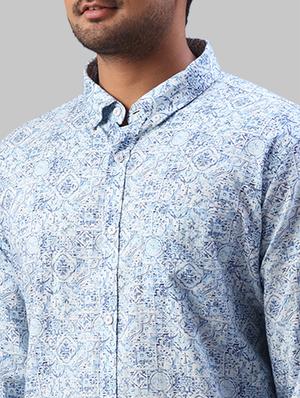 blue printed casual shirt - 17604309 - Standard Image - 5