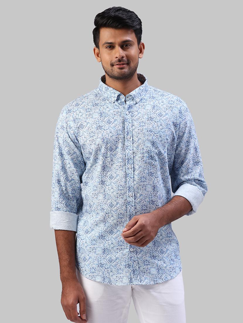 blue printed casual shirt - 17604309 - Zoom Image - 1