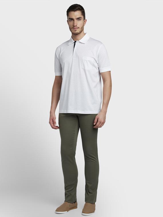 olive green solid flat front casual trouser - 17604560 - Zoom Image - 4