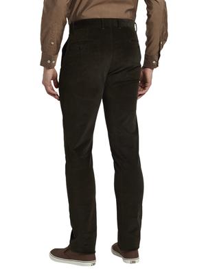 olive green solid flat front corduroy trouser - 17604568 - Standard Image - 3