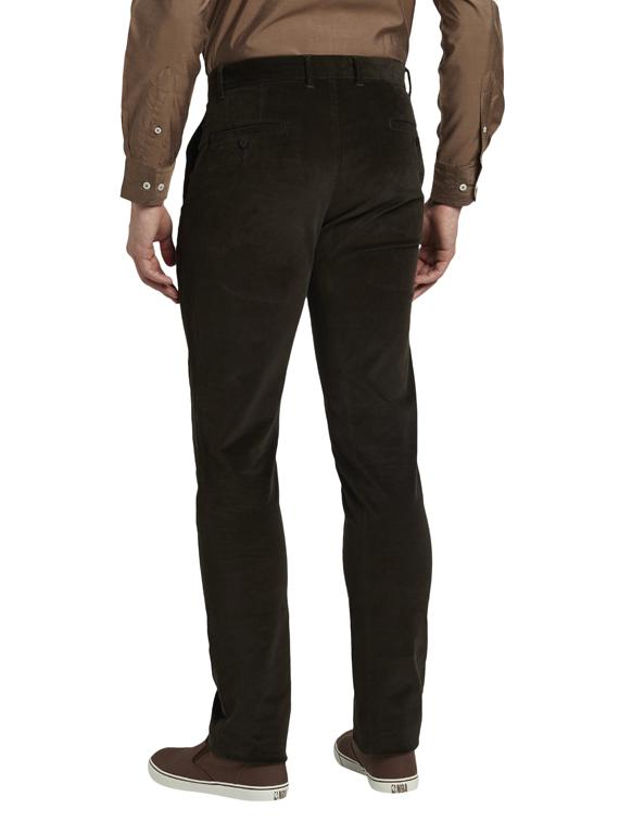 olive green solid flat front corduroy trouser - 17604568 - Zoom Image - 3
