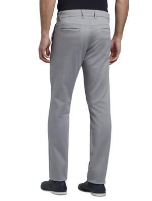 grey solid flat front casual trouser - 17605027 - Standard Image - 3