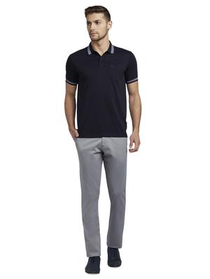 grey solid flat front casual trouser - 17605027 - Standard Image - 4