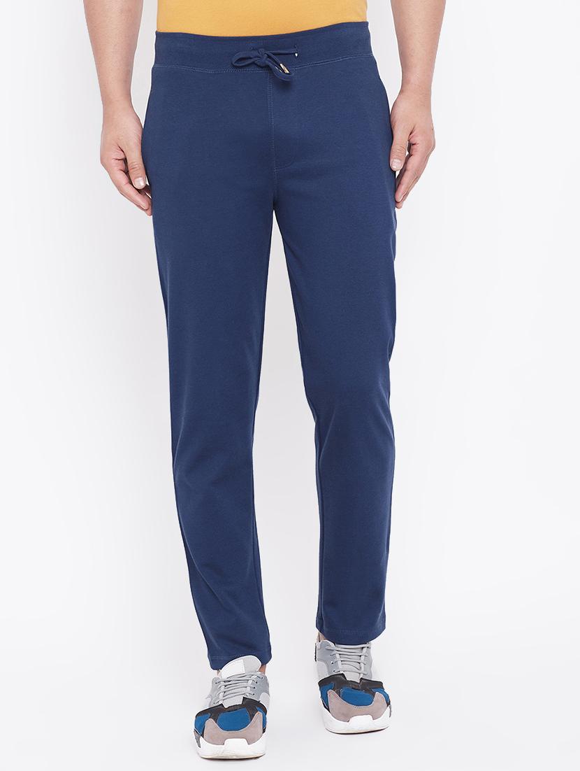blue solid full length track pant - 17605152 - Zoom Image - 1