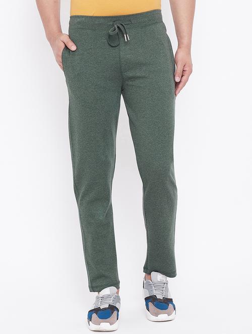 green solid full length track pant - 17605154 - Standard Image - 1