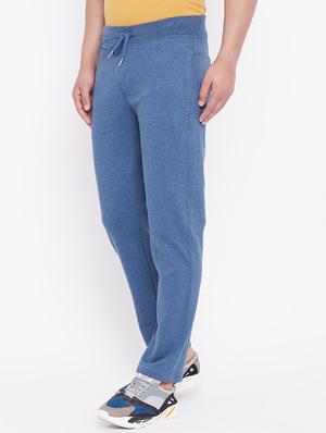 blue solid full length track pant - 17605155 - Standard Image - 2
