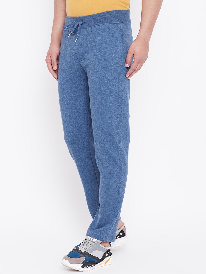 blue solid full length track pant - 17605155 - Zoom Image - 2