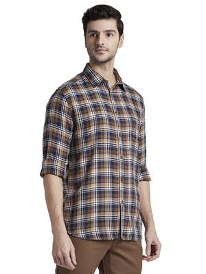 brown checkered casual shirt - 17605398 - Standard Image - 2