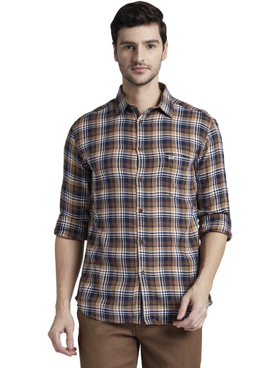 brown checkered casual shirt - 17605398 - Zoom Image - 1