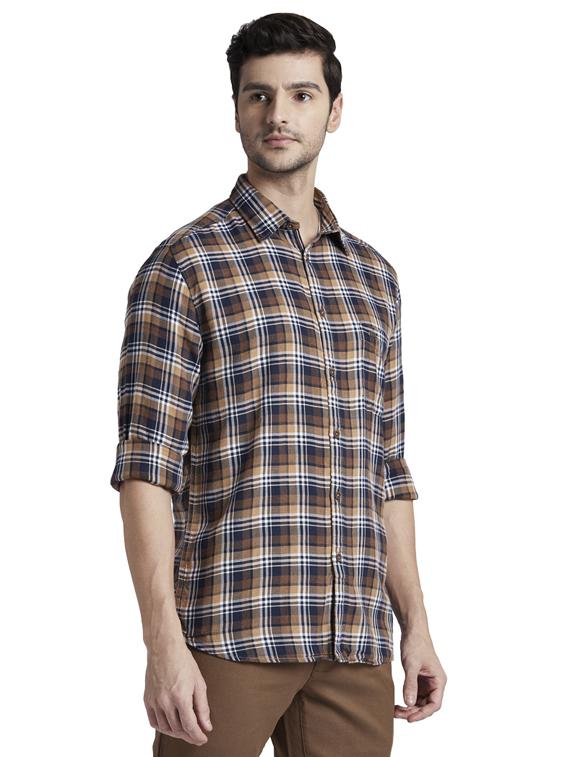brown checkered casual shirt - 17605398 - Zoom Image - 2