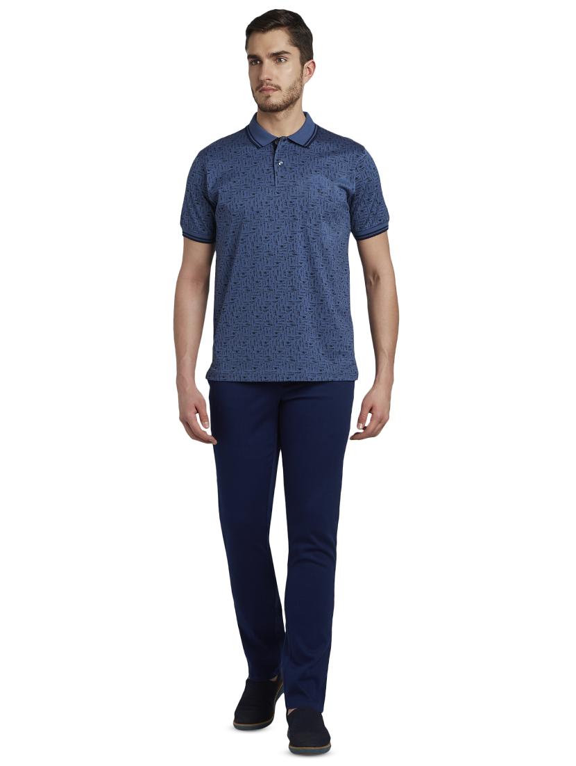 navy blue solid flat front casual trouser - 17605795 - Zoom Image - 4