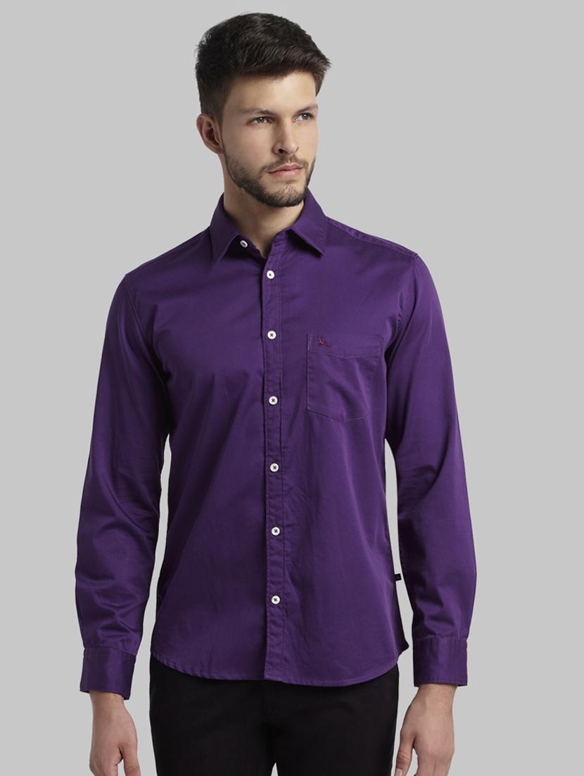 purple solid casual shirt - 17605814 - Zoom Image - 1