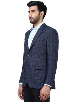 grey checkered single breasted casual blazer - 17606831 - Standard Image - 2