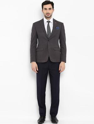 grey self design single breasted formal blazer - 17606915 - Standard Image - 4