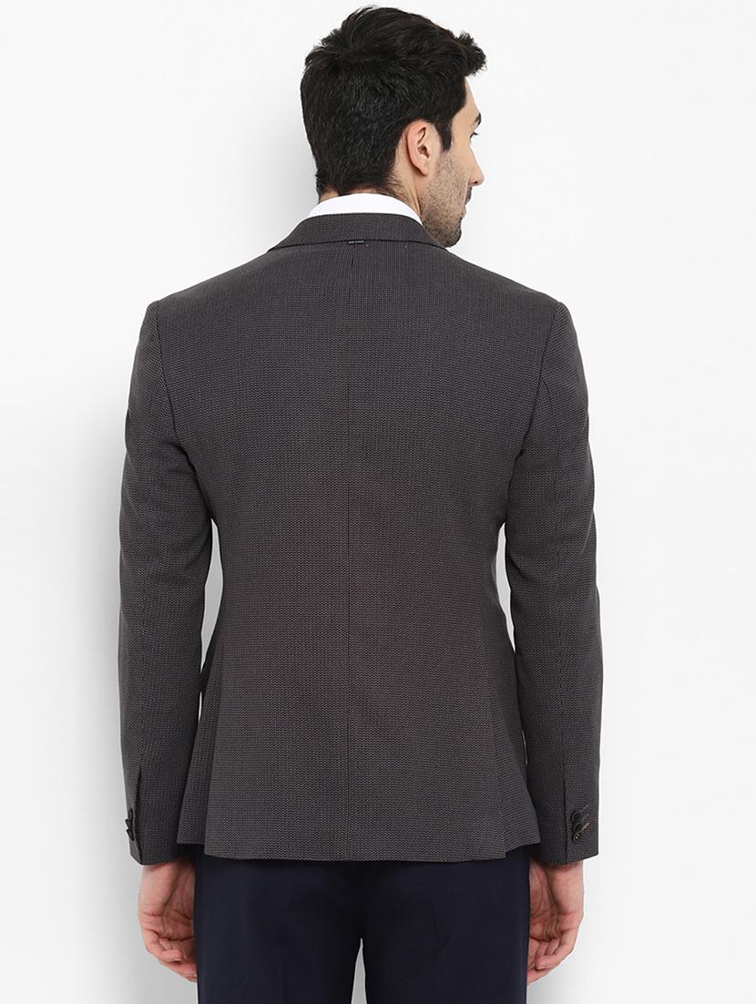 grey self design single breasted formal blazer - 17606915 - Zoom Image - 3