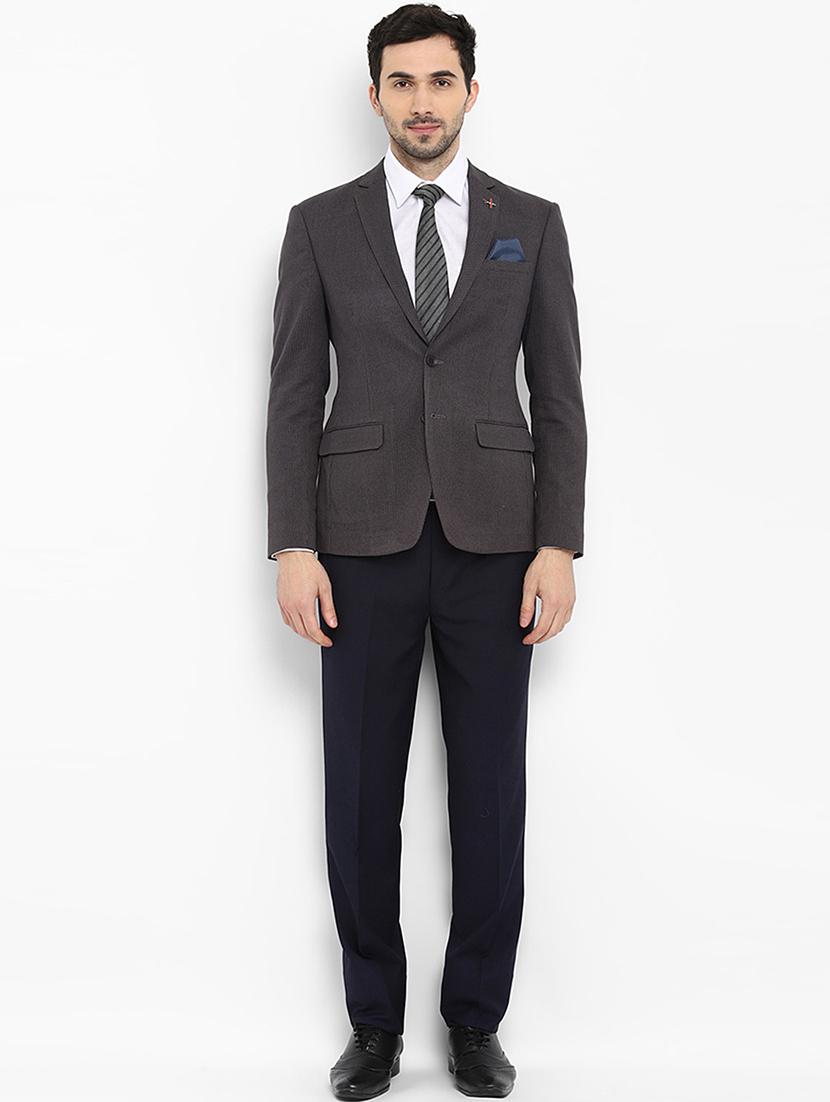 grey self design single breasted formal blazer - 17606915 - Zoom Image - 4