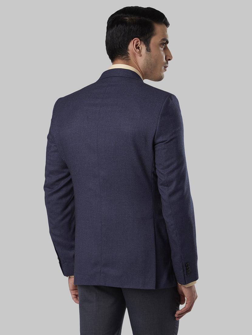 blue self design single breasted casual blazer - 17606925 - Zoom Image - 3