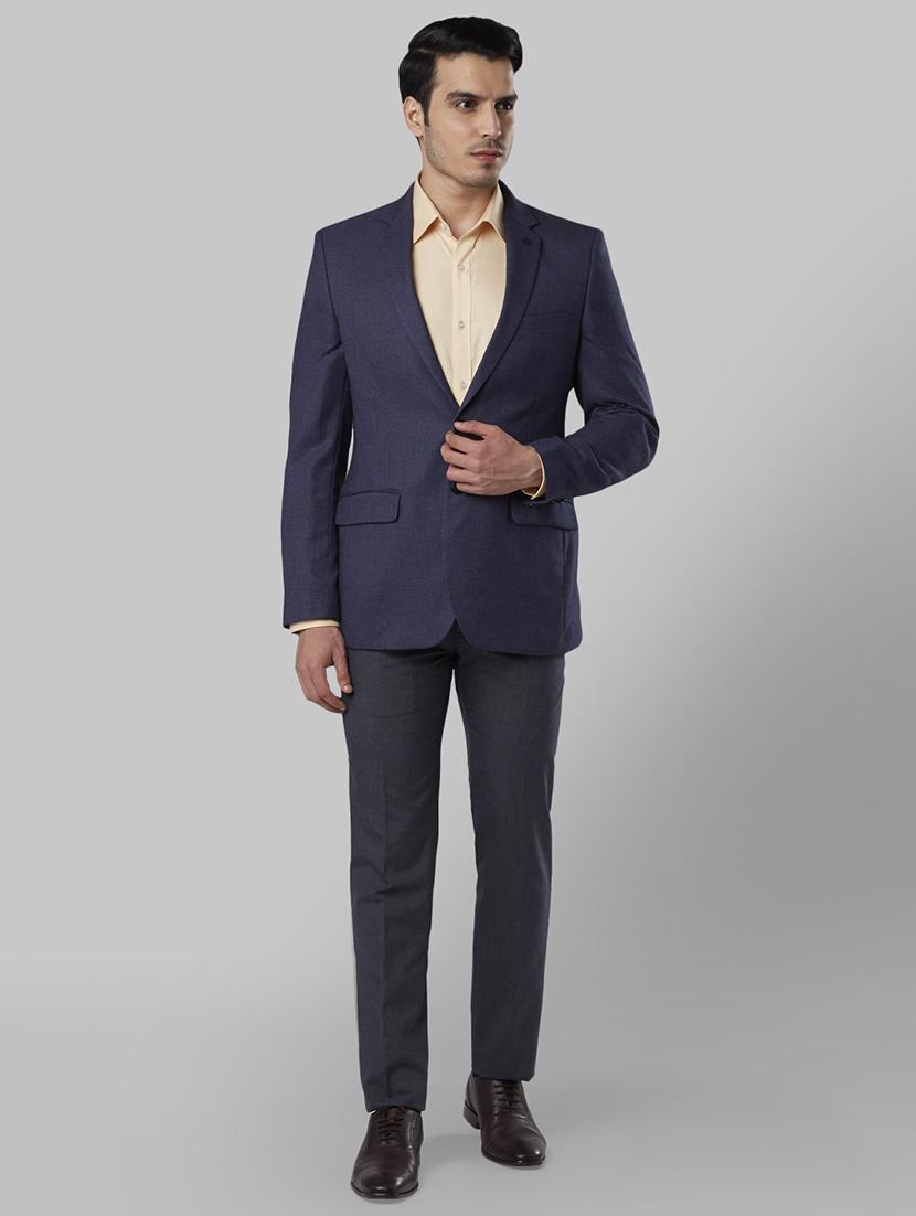 blue self design single breasted casual blazer - 17606925 - Zoom Image - 4