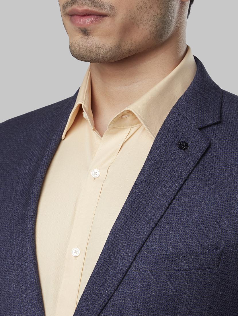 blue self design single breasted casual blazer - 17606925 - Zoom Image - 5