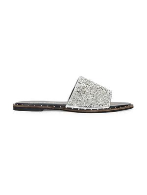 silver pu slip on sandals - 17607132 - Standard Image - 2