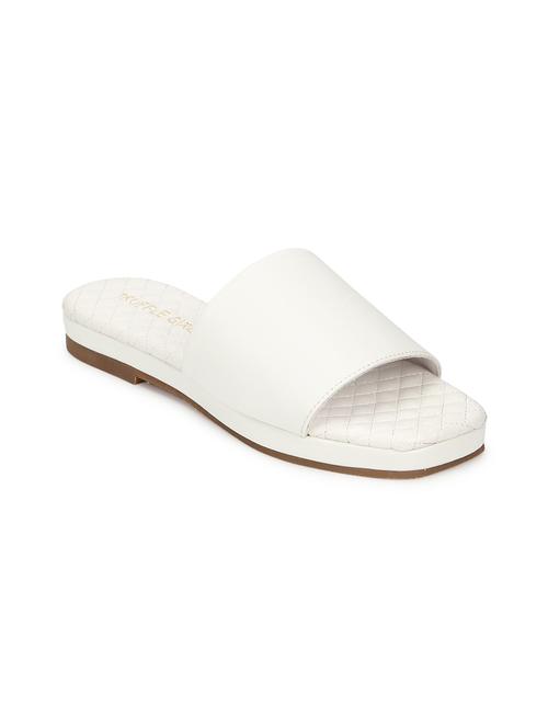 white pu slip on sandals - 17607154 - Standard Image - 1