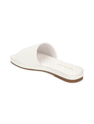white pu slip on sandals - 17607154 - Standard Image - 3