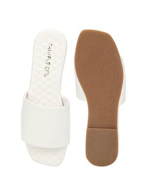 white pu slip on sandals - 17607154 - Standard Image - 4