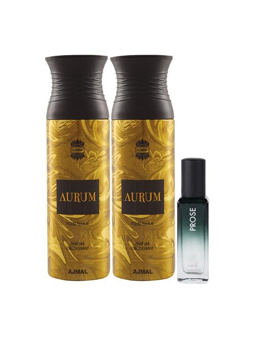 ajmal 2 aurum deo 200ml & prose edp 20ml pack of 3 (total 420ml) for men & women + 2 parfum testers (3 items in the set) - 17607325 - Standard Image - 1