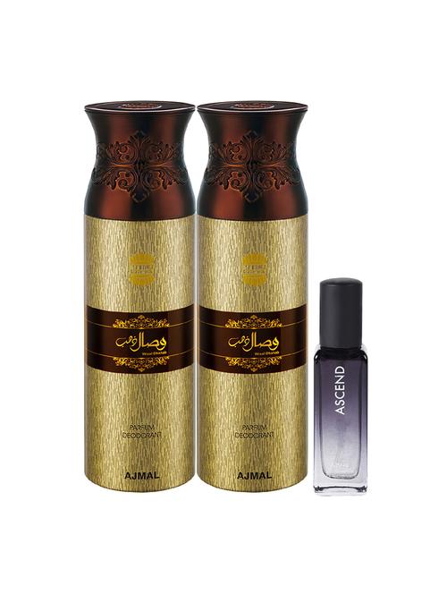 ajmal 2 wisal dhahab deo & ascend edp 20ml pack of 3 (total 420ml) for men & women + 2 parfum testers - 17607571 - Very Small Image - 1